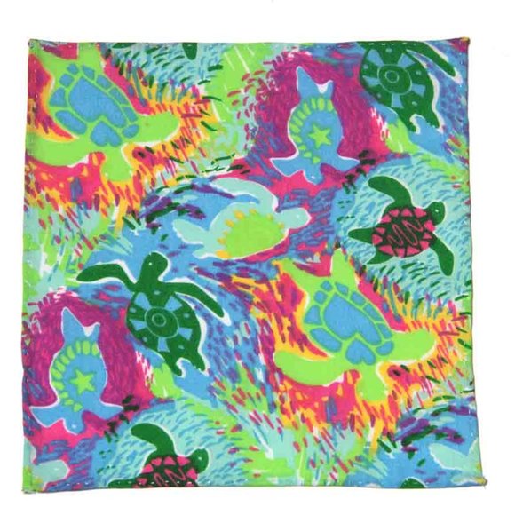 Gascoigne Hand Stitched Pocket Square Multicolor Sea Turtles Pattern Men… - Picture 1 of 2